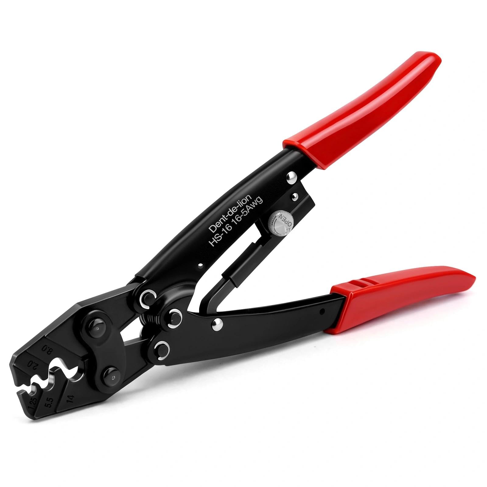 Dent-de-lion Crimping Pliers Crimping Tool for 50 Amps 600V Connector Cutting Wire Terminal HS-16 1.25-16mm²,Clamp Terminal Cable Lugs Cutter Crimping Pliers Crimping