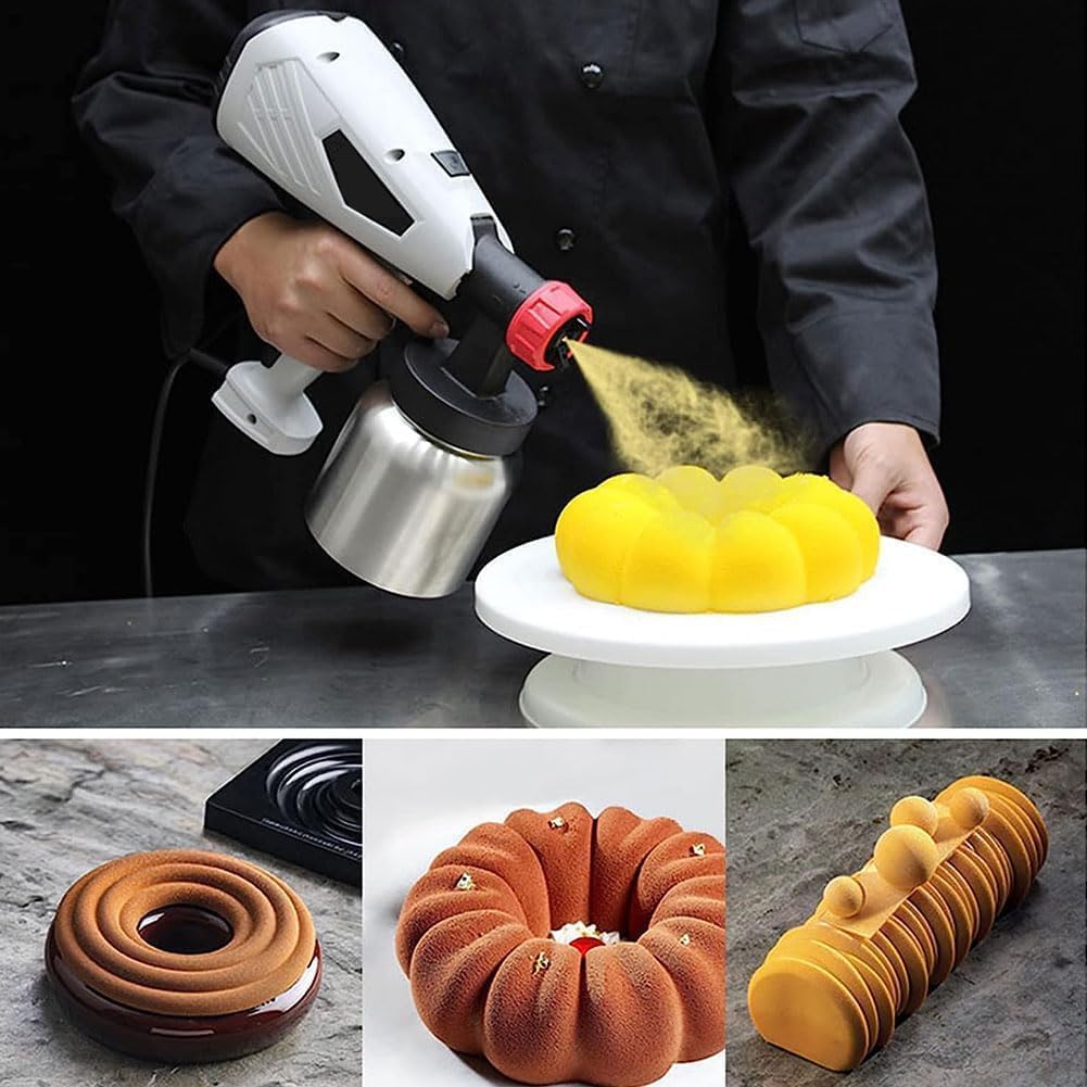 Pistola A Spruzzo Elettrica per Torte, Macchina per Sabbiatura di Dessert, Spruzzatore Portatile per Dolci, Pistola per Sabbiatura di Torte di Grande capacità, Acciaio Inossidabile