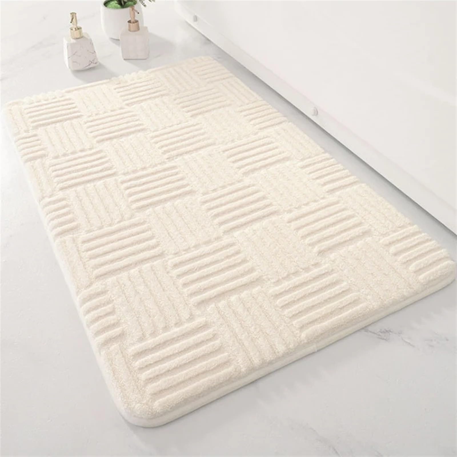 Zerbino antiscivolo assorbente vasca da bagno pavimento laterale tappeto tappetino da bagno tappeto da bagno bagno zerbino d'ingresso decorazioni for la casa ( Size : Light Yellow , Color : 50x80cm )
