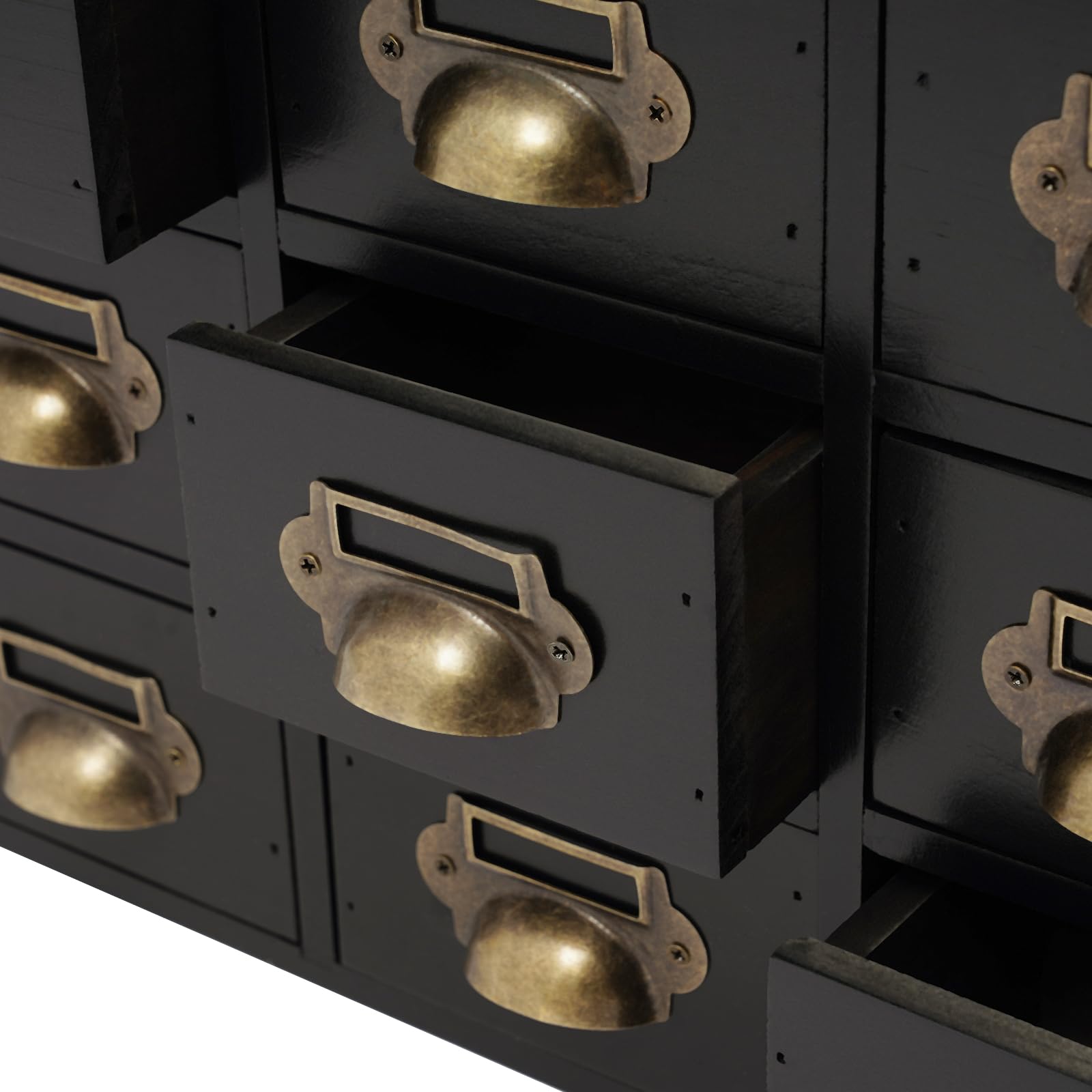 Armoire à tiroirs avec 16 tiroirs - Boîte de rangement pour bureau - Pour cosmétiques, bijoux, papeterie - 50 x 10 x 35 cm (noir)