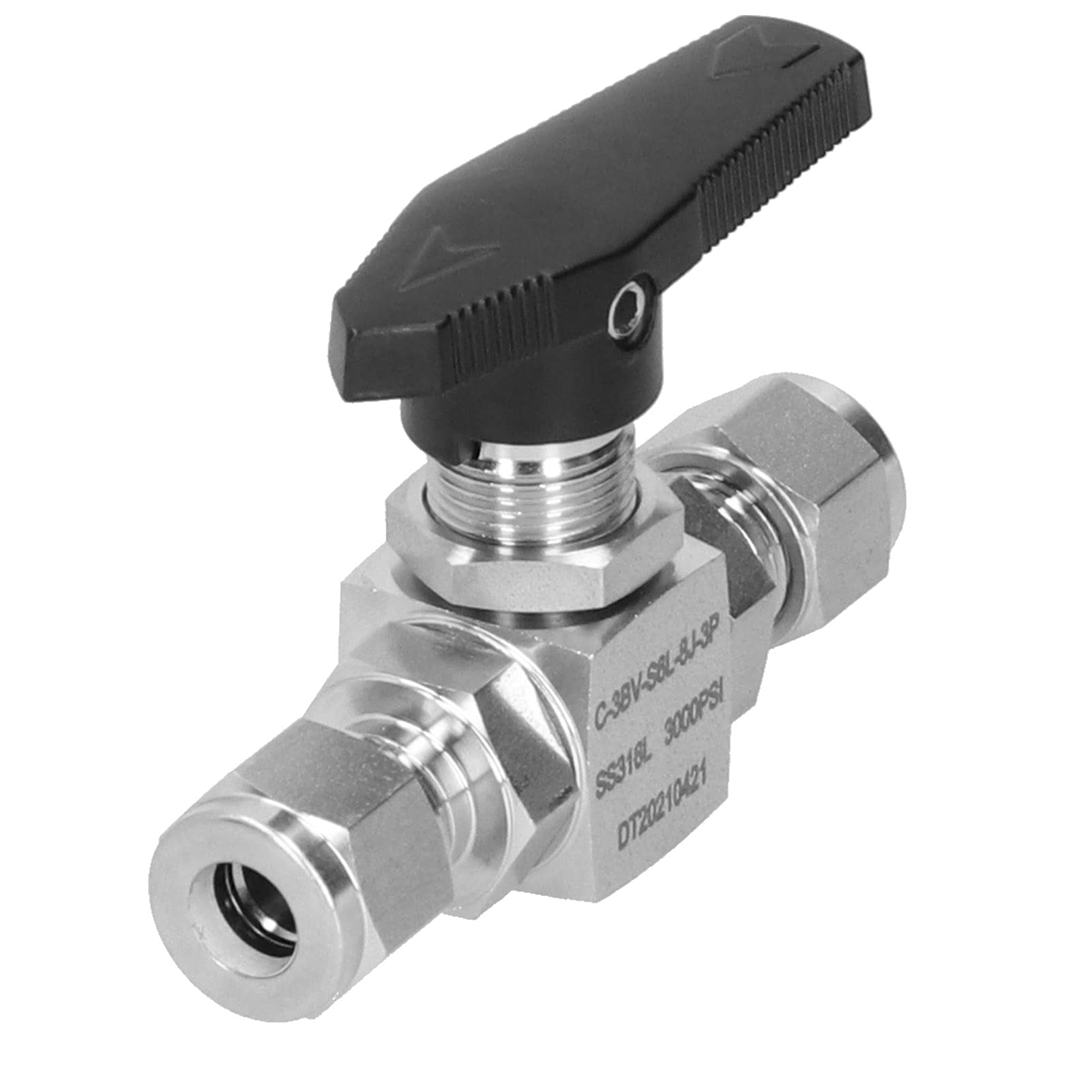 Válvula de bola de acero inoxidable, equipo de virola pasante recta de 3 piezas SS316L de 8 mm de diámetro para conservación de energía, industria automotriz, petroquímica,