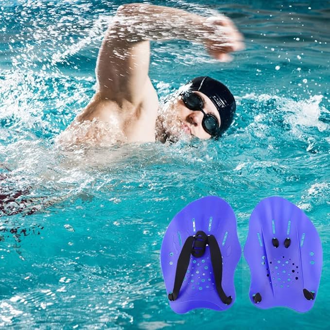 SPOCCO | Swimming Hand Paddles Training Paddles with Adjustable Straps Swimming Fins Hand Paddles Gloves for Swim Training Water Resistance, Swimming Gear for Kids, Youth, Women, Men - 105 2