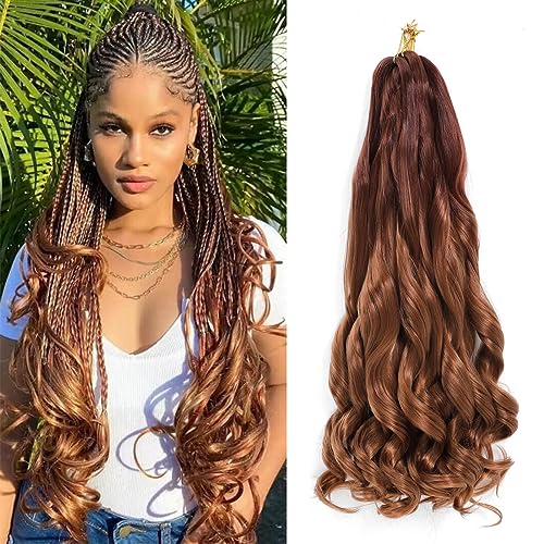 WoWCFyyds 8 Packs French Curl Braiding Hair 24 Inch Loose Wave Spiral curly braiding hair extensions 75g/Pack Soft French Curls Synthetic Hair Extensions for Braiding（33/30#）