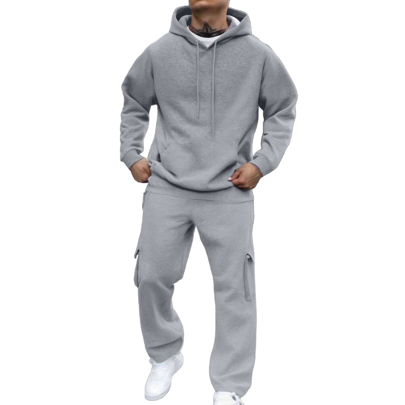 Chándal para hombre 2 piezas sudadera con capucha y pantalones algodón aireado Y2K