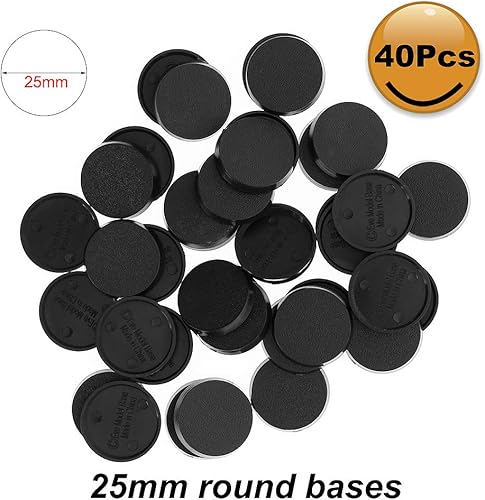 Miniatura 5 de Evemodel MB325 40 bases redondas de plástico modelo 0.984 in o 0.98 pulgadas para juegos en miniatura o juegos de mesa de juegos de guerra