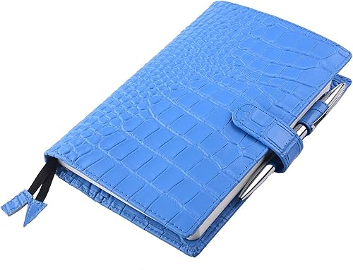 Miniatura 5 de Funda de planificador B6 de cuero auténtico, organizador personal con bucle para bolígrafo, ranuras para tarjetas, bolsillos con cremallera,
