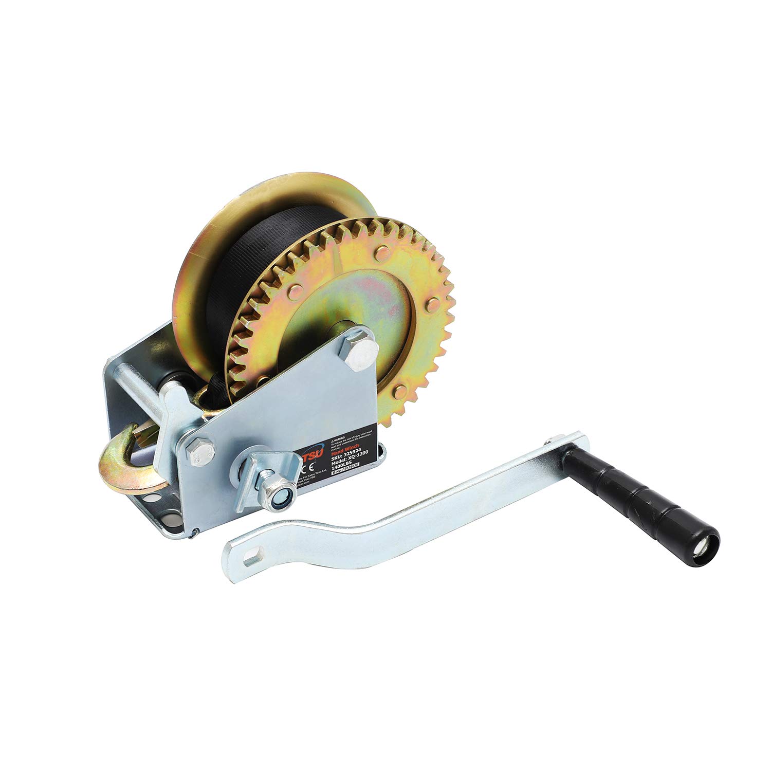 Produktbild von Handseilwinde 1500 Kg / 3500 Lbs Mit 10 M Gurtband – Für PKW Anhänger Und Boot – NEU