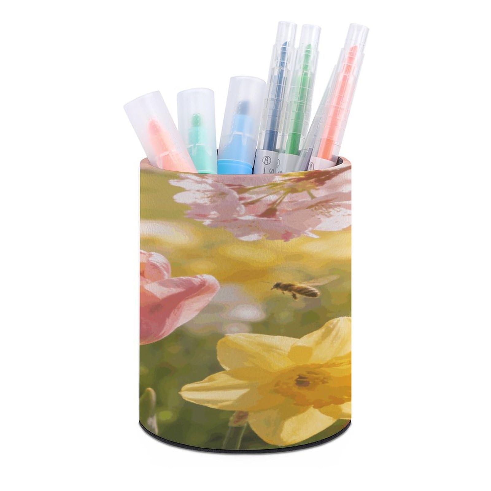 LZQPOEAS - Spring Field Pen Holder for Desk Organizer, Modern Minimalist Pencil Storage Case PU Leather Multifunctional Supplies