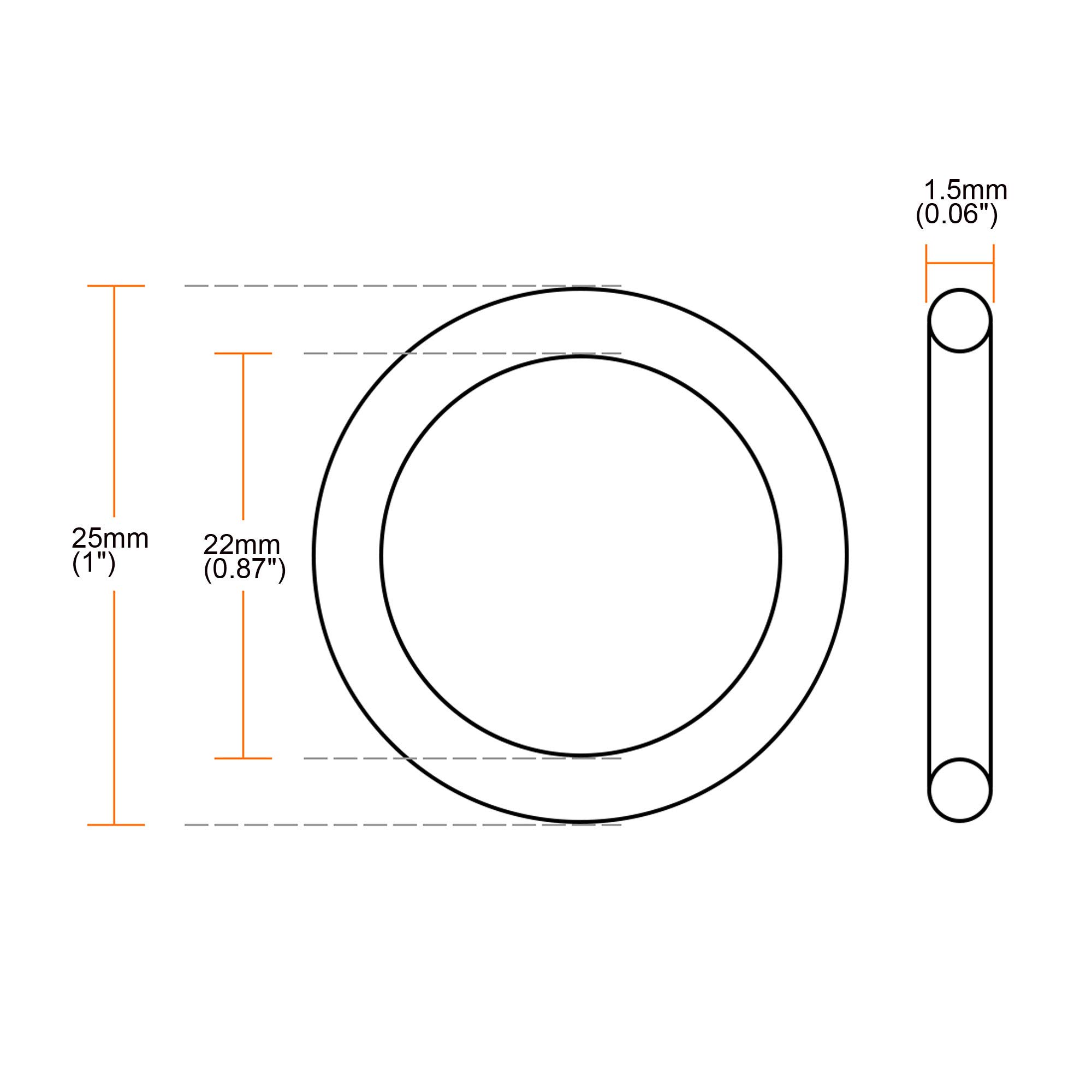 Sellify 50 Pcs 25mmx1.5mm Rubber O-Rings NBR Heat Resistant Sealing Ring Grommets Black 1