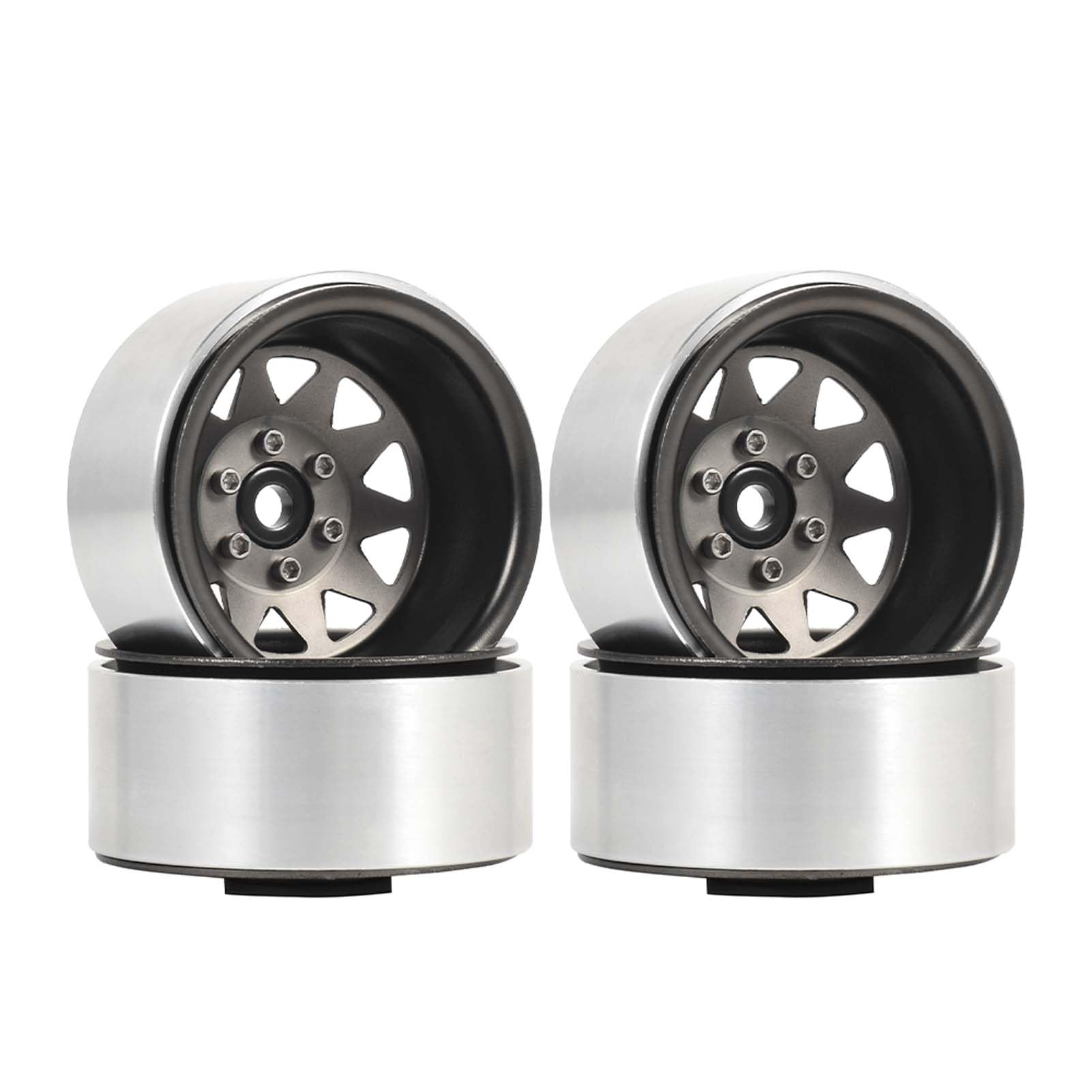 LAFEINA Metal 1.9 inch Beadlock Wheels Rims Negative Offset -8.9mm Wheels for TRX4 TRX6 SCX10 I II III 90046 AXI03007 GEN7 GEN8 D90 1/10 RC Crawler Car (Gray)