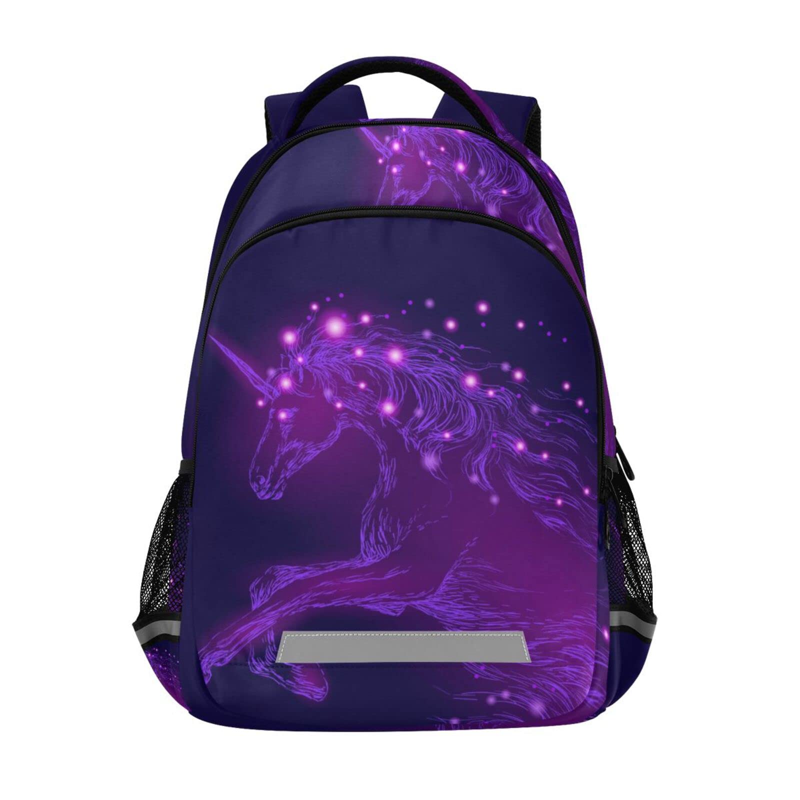 Mnrsuu Mochila con diseño de unicornio y galaxia de caballo morado para niños y niñas, mochila de viaje para laptop, A072