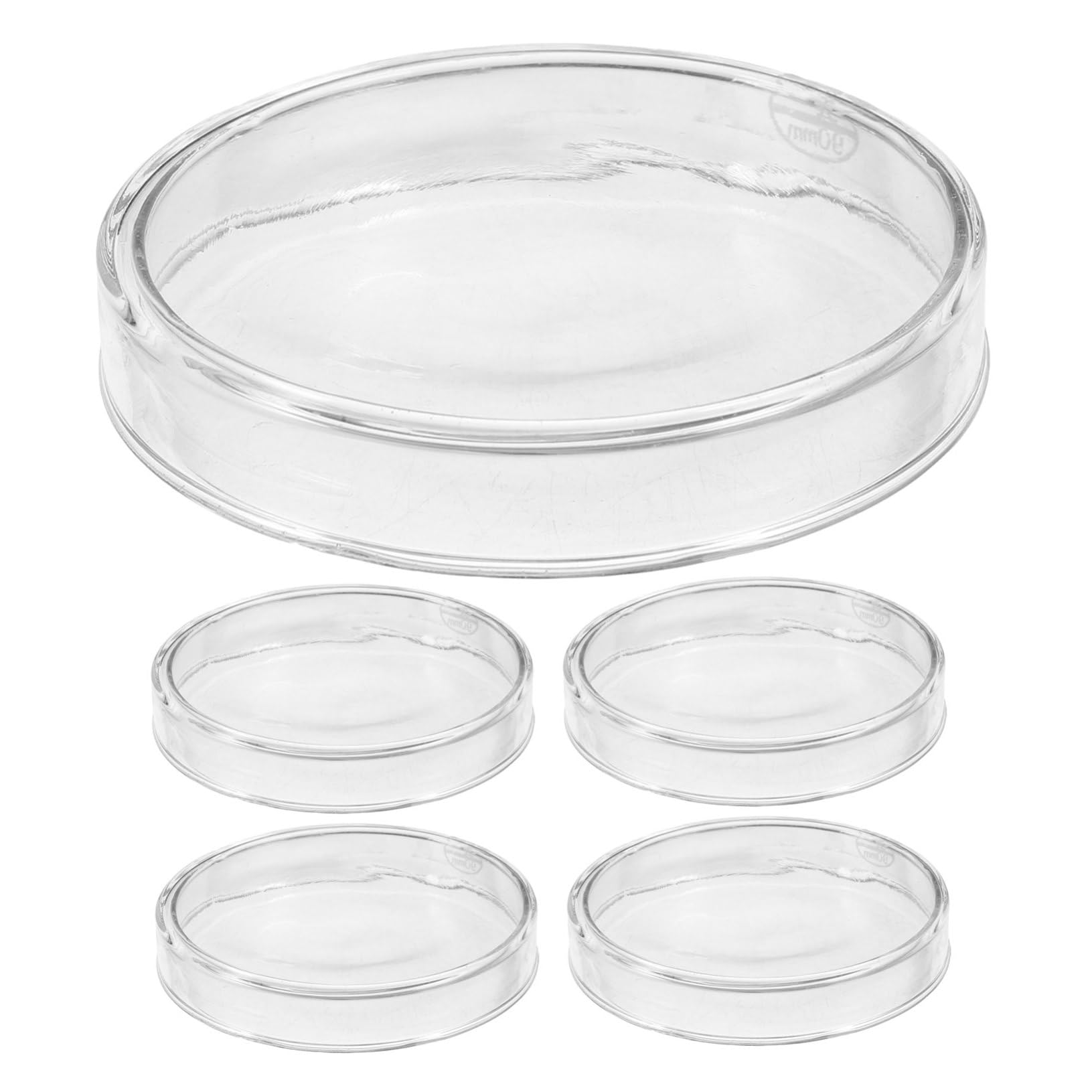 Piastre di Petri in Vetro 90mm 5 Pezzi, Alto Borosilicato | Coperchio Incluso, per Laboratorio e Microbiologia, Resistente al Calore, per Tessuti Vegetali