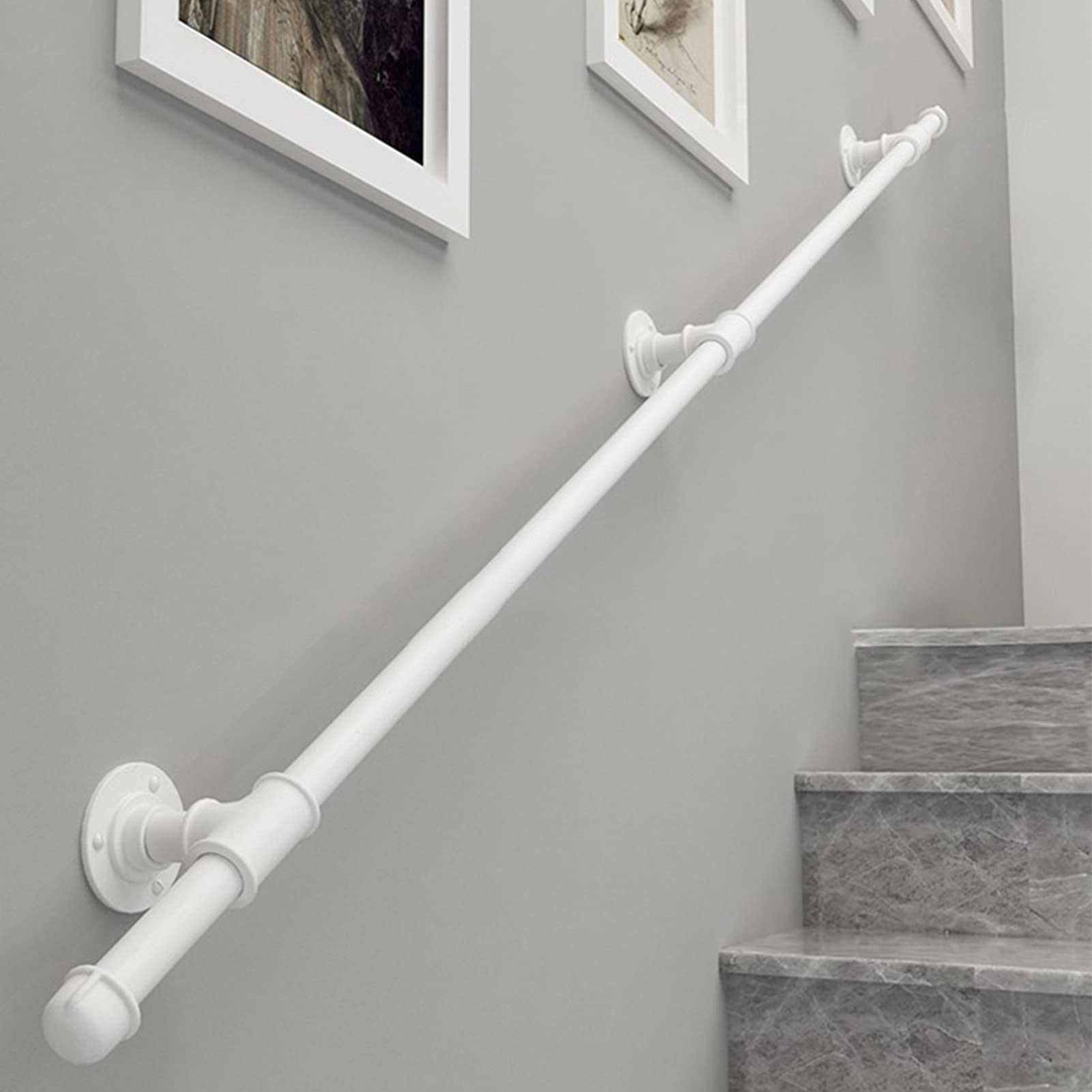 Buy WLZZZ Stair Handrail White 60cm 1m 150cm 2m 300cm Banister Rail Brackets Wrought Iron Grab
