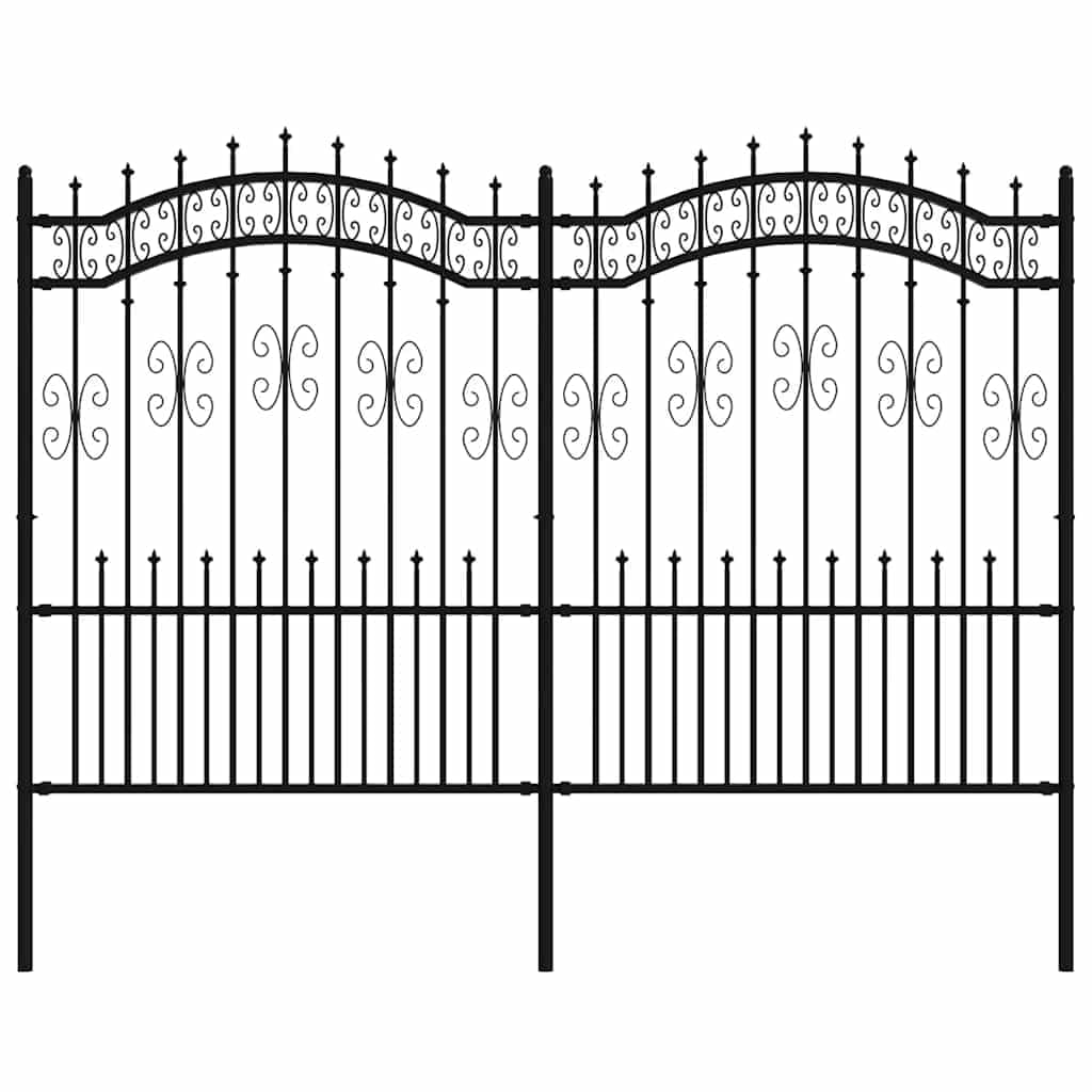 Garden Fence Kampen with Spear Top Black 240x150 cm Steel Powder Coated Metal Security Panel for Yard Boundary Privacy Decorative Outdoor Barrier