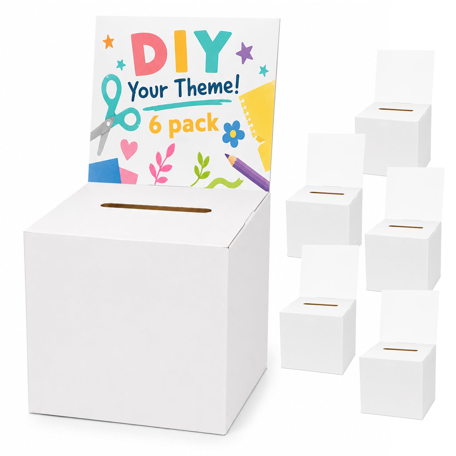 Cherishify Ballot Box with Slot, 15cm Cube Cardboard Box, Suggestion Box