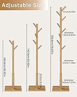 Vista 6 de Yawinhe Perchero de madera resistente con 8 ganchos, 3 alturas ajustables para dormitorio, pasillo, entrada, oficina, 11.8 x 70.8 pulgadas, natural