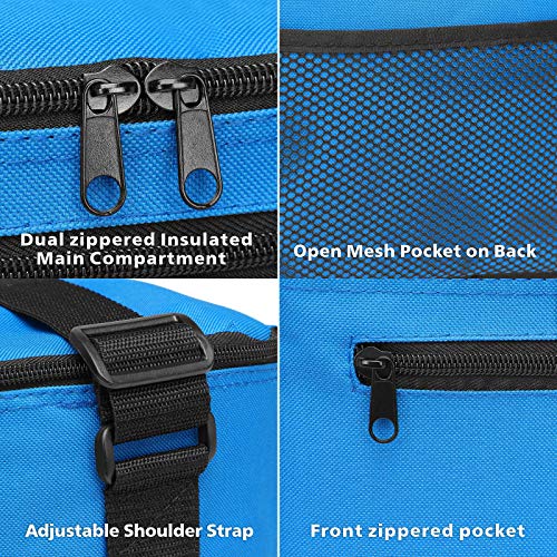 Buyagain Lunch Bag, 600D Poly Small 6 Can Insulated Reusable Lunch Cooler Bag Peva Water-Resistant Lining For Women Men Adult Work, Neon Blue #TOP5