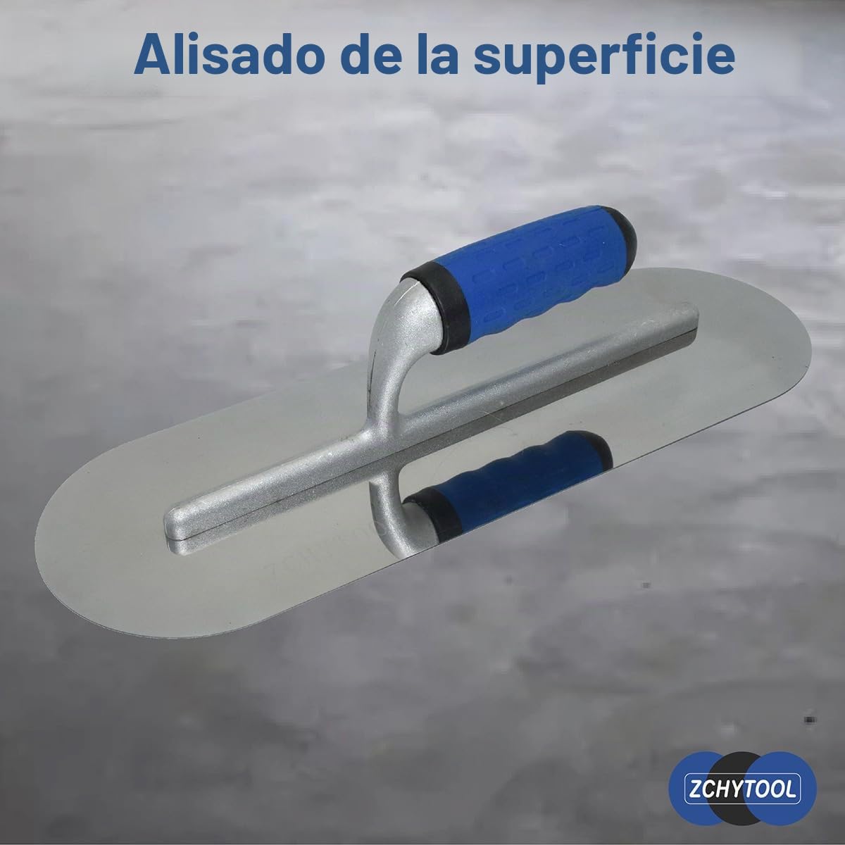 Llana alisadora totalmente redondeada de 300 x 125 mm, de acero inoxidable, para hormigón, interior y exterior, paleta ligera para piscina