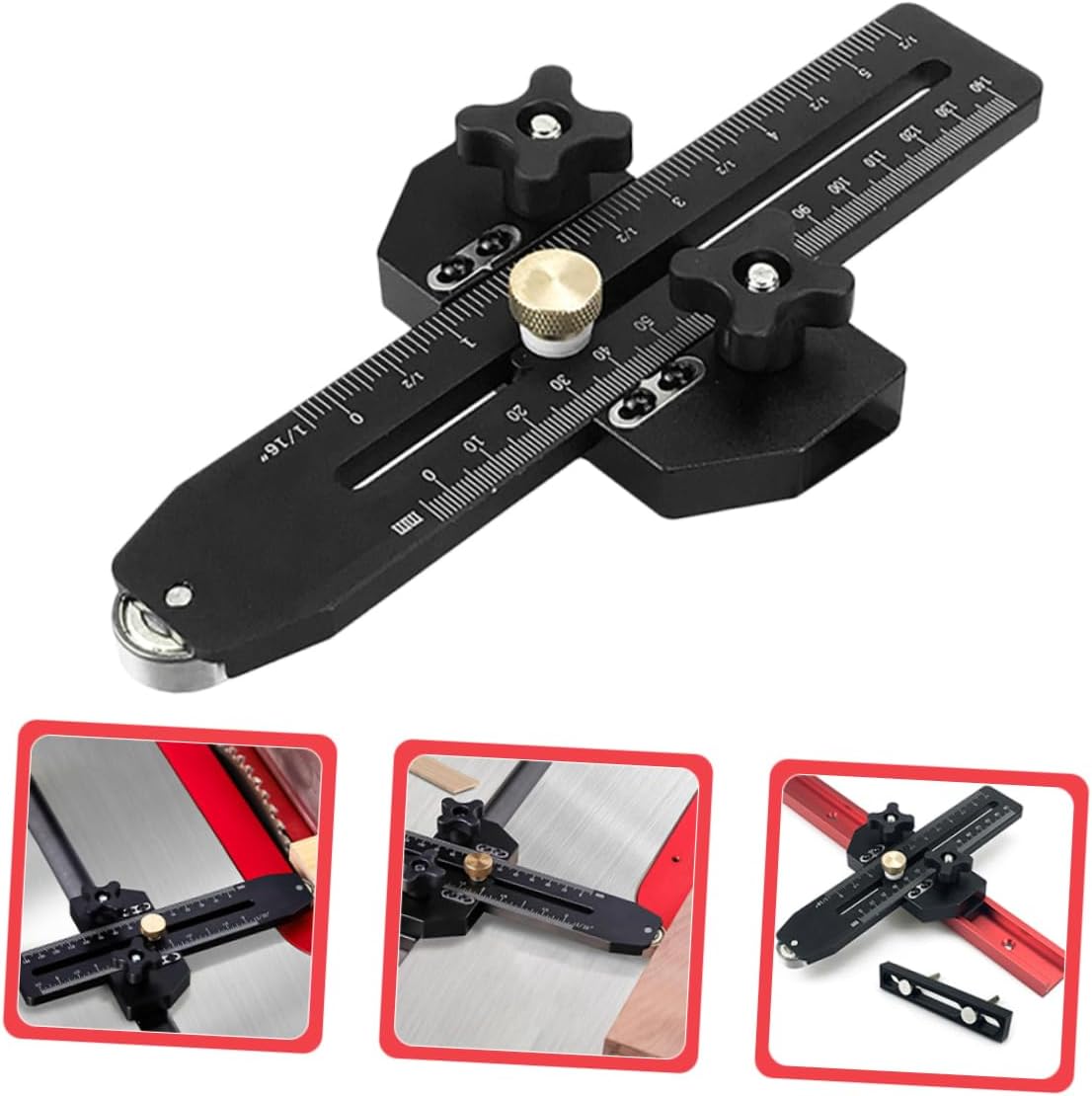 DOITOOL 1 set Table Saw Thin Rip Jig Guide for Precise Cutting of Narrow Strips Compatibility with Table Saws Quick Adjustments with Measurements Efficient Safe Woodworking Tool