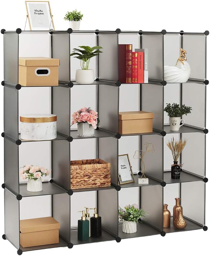 VINGLI Cube Storage, 16 Cube Organizer Shelves, Plastic