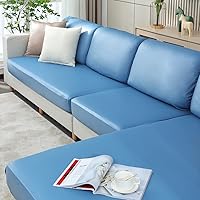 Vista 4 de vctops Fundas elásticas de lujo para respaldo de sofá de 3 cojines, fundas de sofá antideslizantes en forma de L, fundas de sofá de color sólido