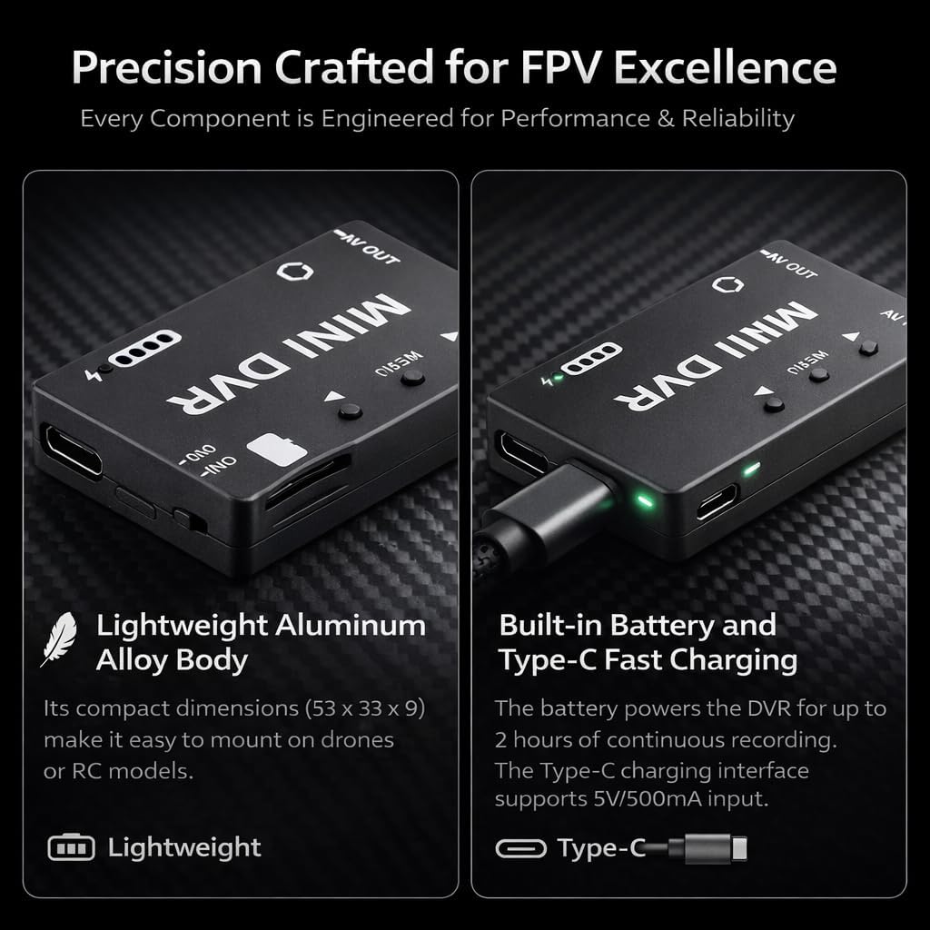 RC Video Recorder Module,Mini RC DVR Module Video NTSC PAL Switchable Built in Battery Video Audio for RC