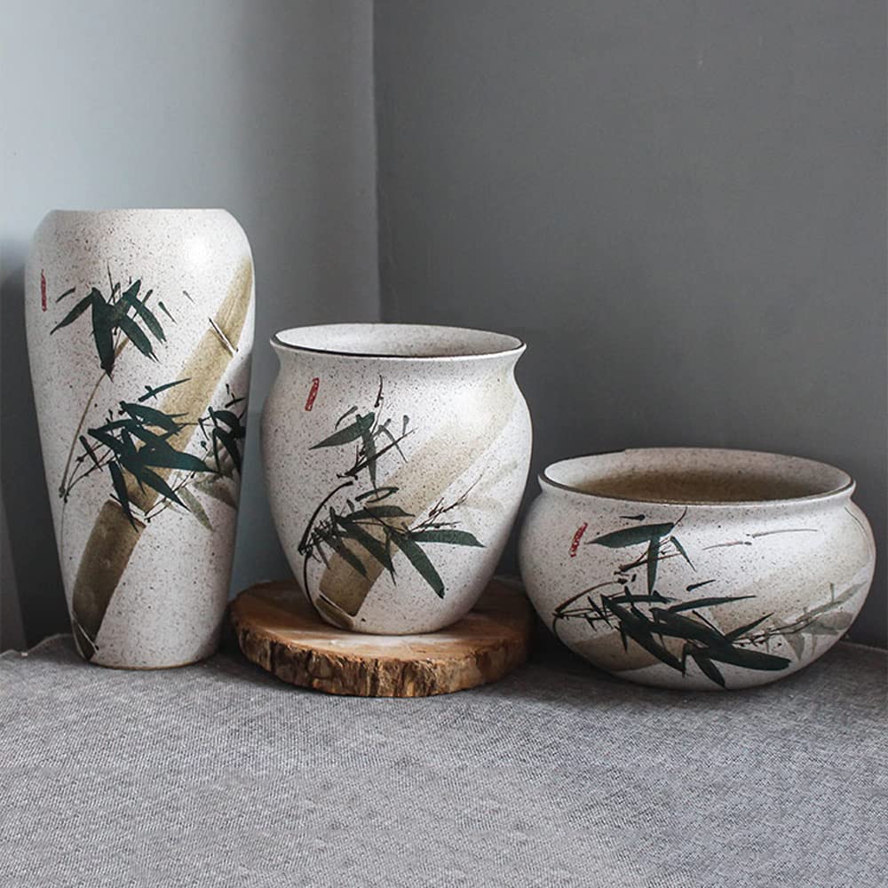 SWENEEN Hand-Painted Ceramic Succulent Planter Pot Modern Desk Cactus Herb Flower Planters Indoor Or Outdoor Set Of 3 Jingdezhen Handmade Combination Flower Arrangement Ceramic,