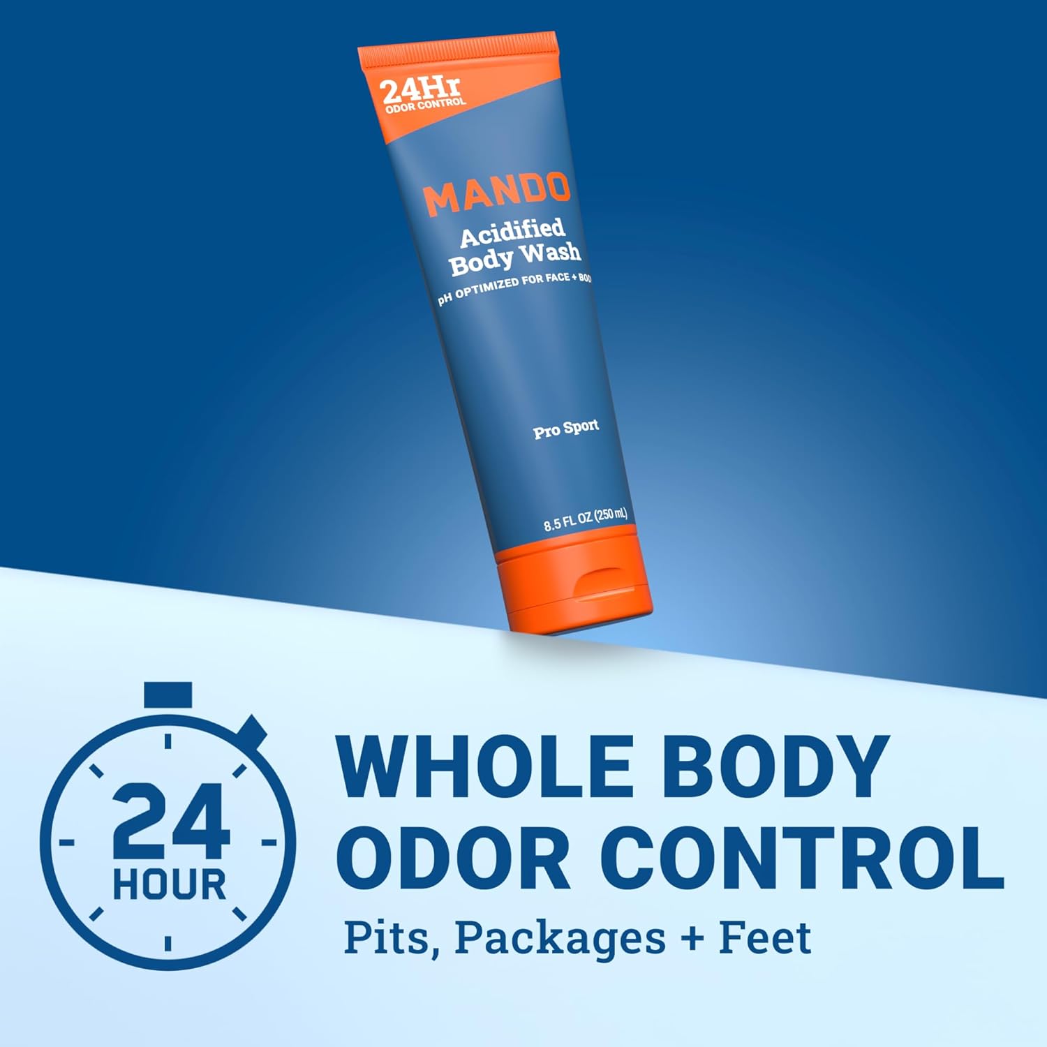 Mando Odor Shield Body Wash - 24 Hour Control - Removes Odor Better than Soap - SLS Free, Paraben Free, Skin Safe - 8.5 Ounce (Pack of 2) (Pro Sport) - Image 2