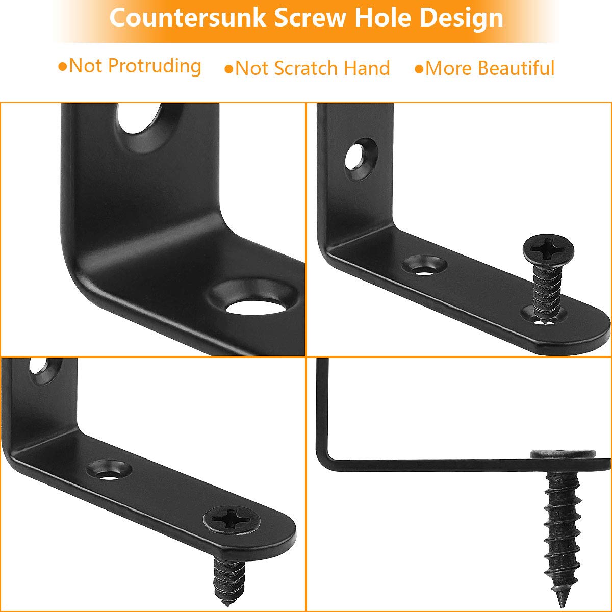 30Pcs Black Corner Brace, Cast Iron 60MM X 60MM X 20MM L Shape Bracket