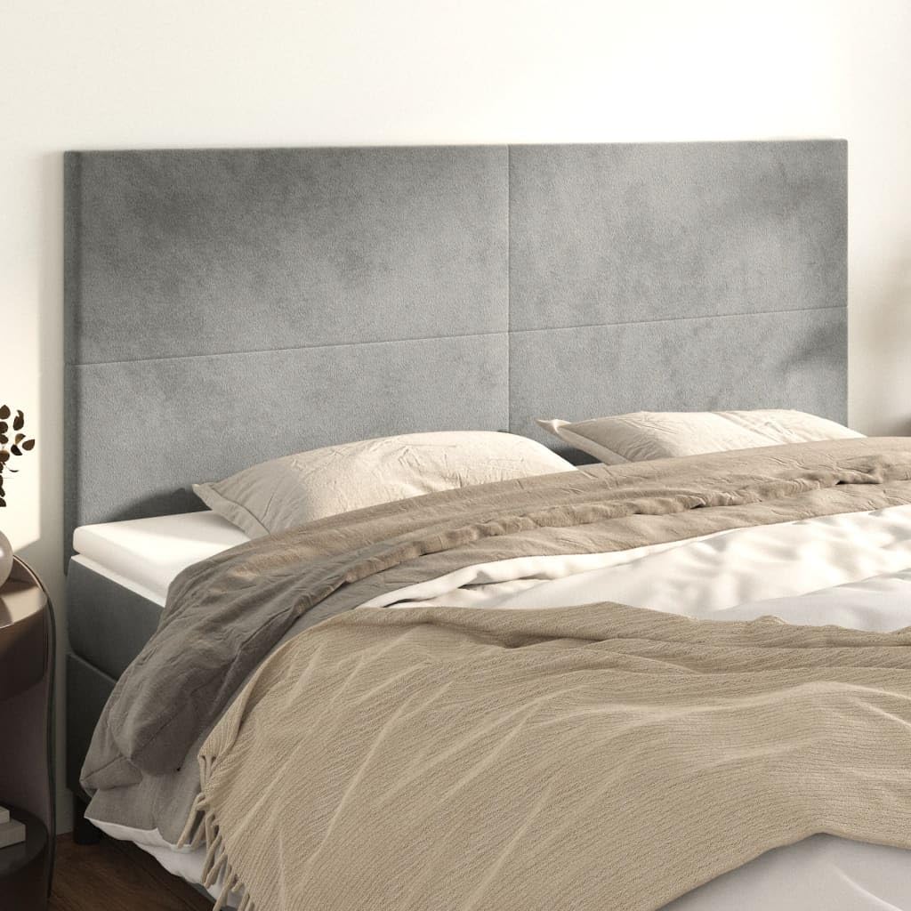 Testiera per Letto 160 cm Imbottita in Velluto Grigio Chiaro