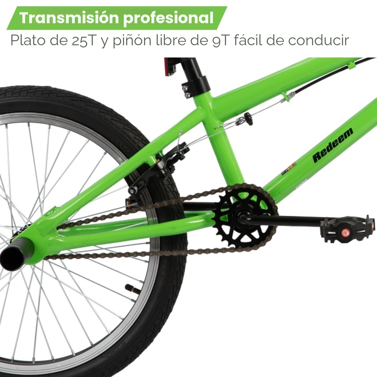 HILAND Bicicleta BMX Freestyle de 20 Pulgadas con 4 pegs para Ruedas y Sistema de dirección de Rotor de 360°, para niños, niñas y Adolescentes a Partir de 7 años, Color Negro, Verde, Rojo y Blanco