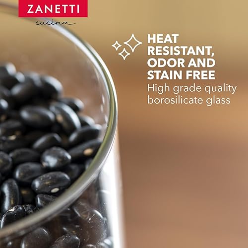 Miniatura 5 de Zanetti - Recipientes herméticos de vidrio con tapas de madera de bambú para almacenamiento de alimentos con 75 etiquetas preimpresas para despensa