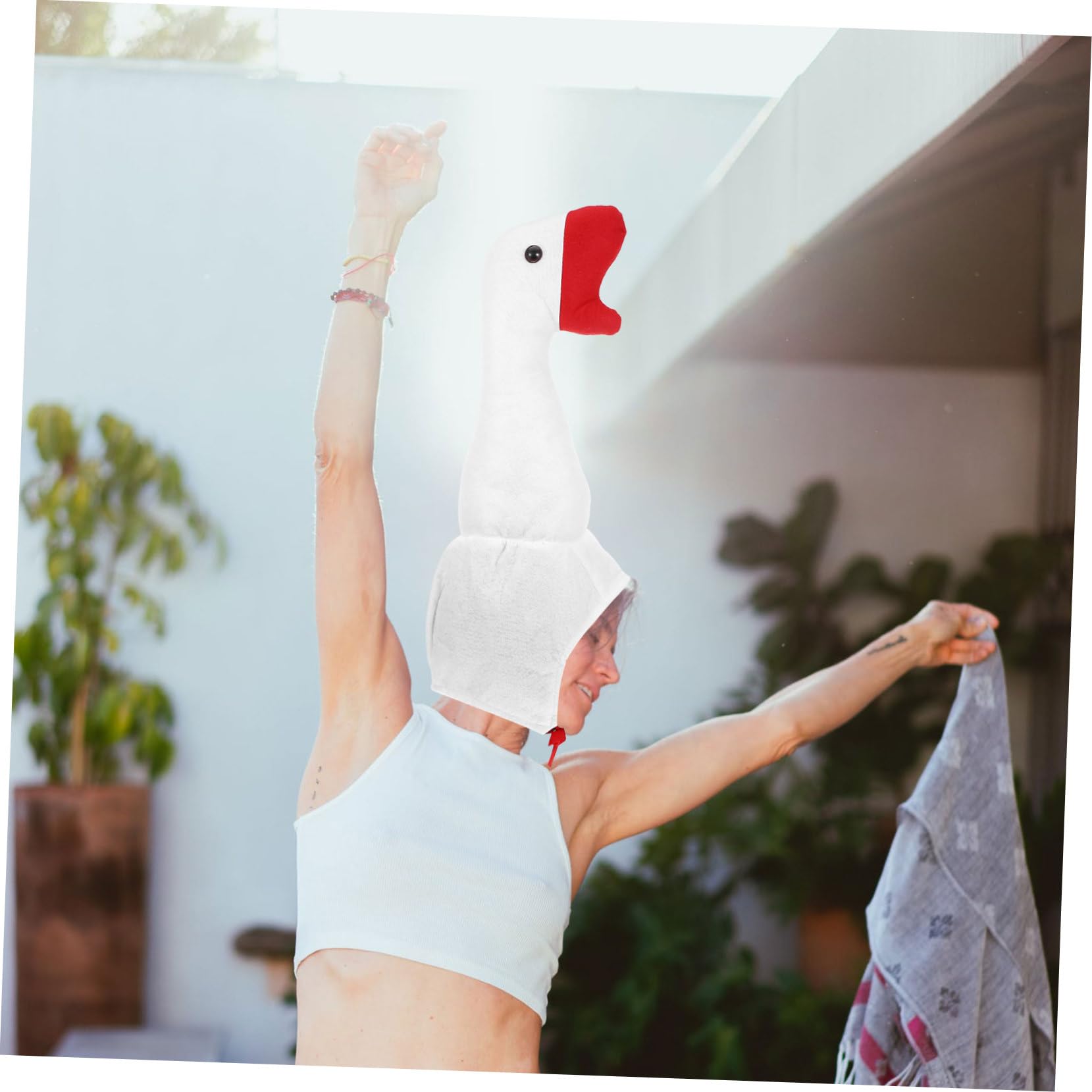 TOYANDONA Sombrero de Ganso de Peluche Blanco, Gorro Creativo y Divertido | Felpa Ligera y Agradable al Tacto, Apto para Fiesta y Celebración, Estilo de Animal Forma de Ganso