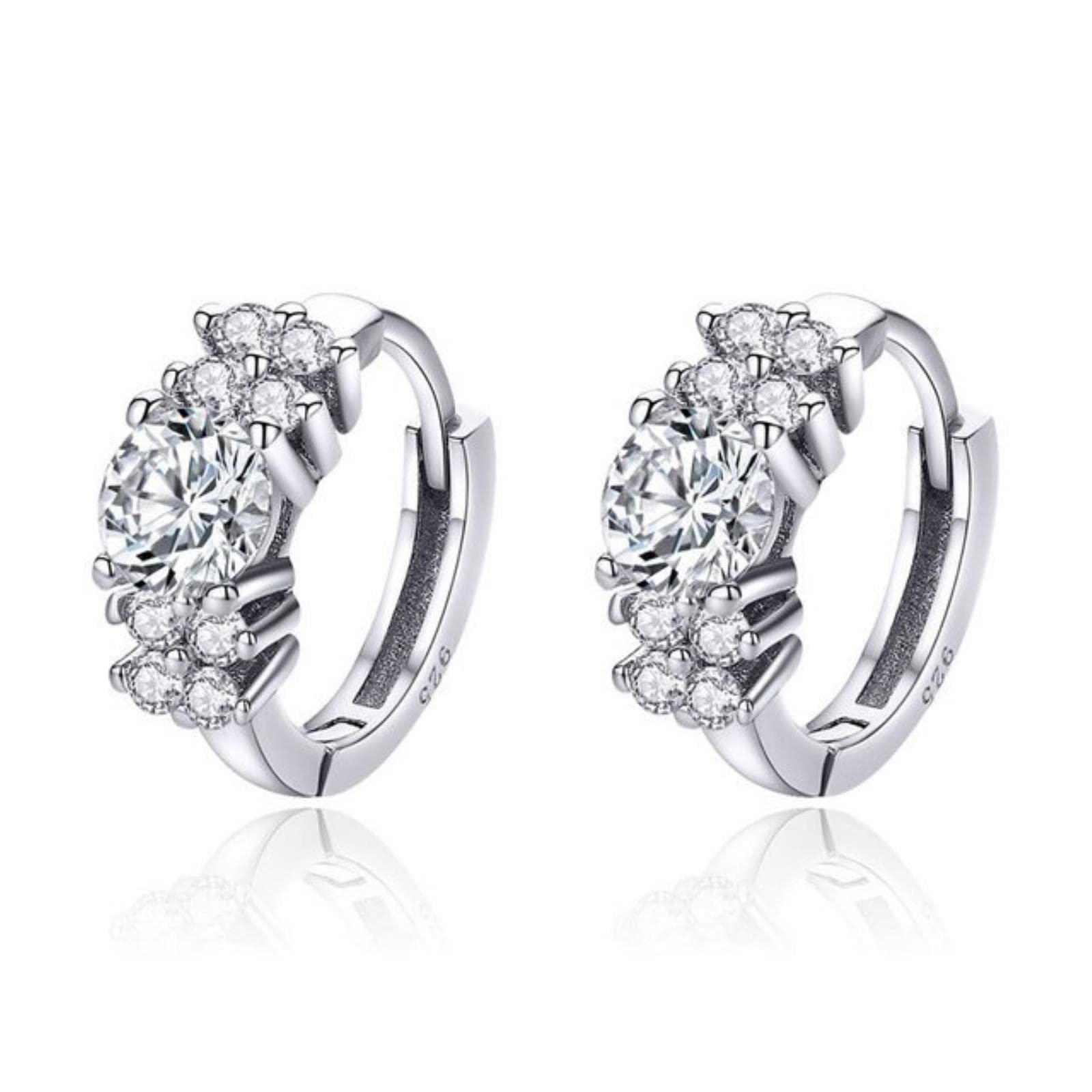JFGCTYHXY Earrings, 925 Sterling Silver Crystal Round Circle Clear Cubic Zircon Hoop s For Women Jewelry
