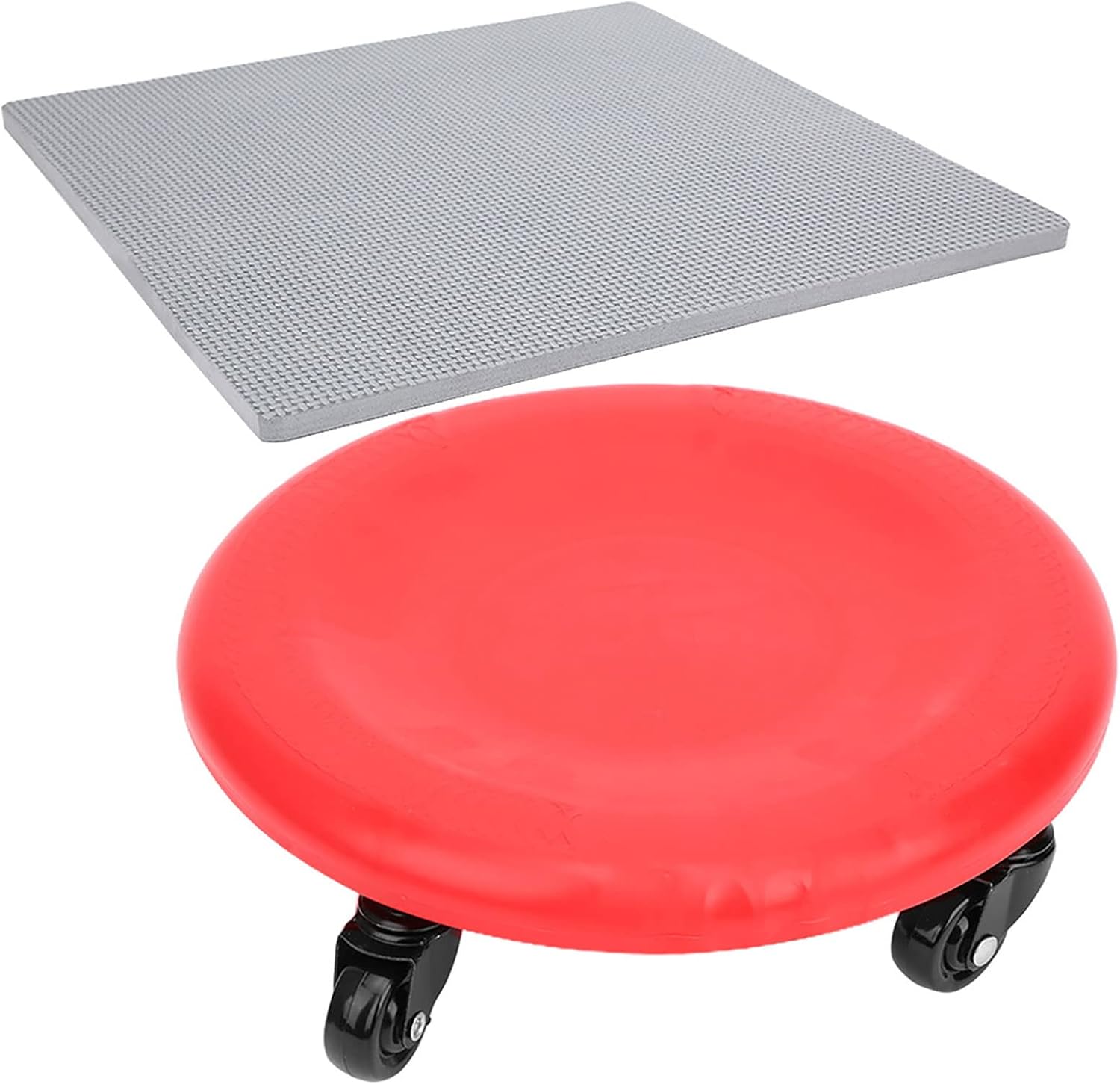 Abdominal Exerciser 4 Wheel Plate Slide Disc Fitness Equipment, Red or Blue, 29x8cm - Smooth Multi - Directional Movement, Quiet PVC Wheels for Core Strengthening and Muscle Shap