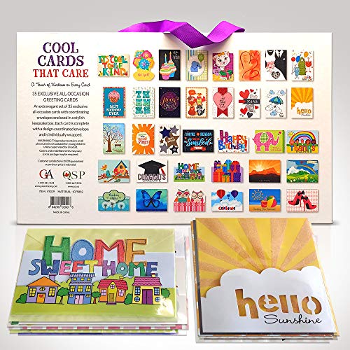 35 All Occasion Handmade Boxed Set Of Assorted Greeting Cards - Embellished, Unique Designs With Coordinating Envelopes - Birthday, Baby, Wedding, Sympathy, Thinking Of You Cards #TOP20