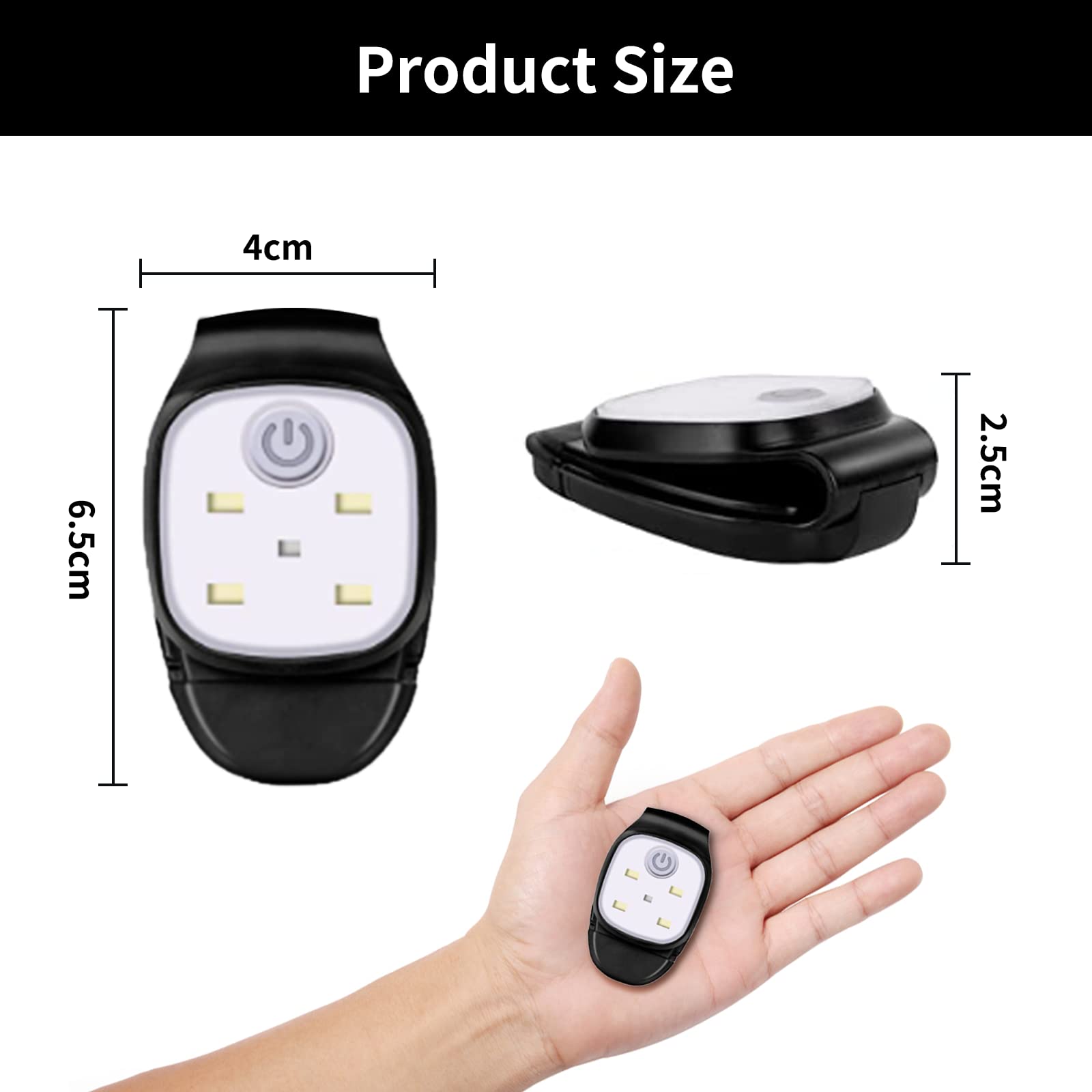 Lampada LED Ricaricabile con Clip, Lampada Frontale a LED Ricaricabile USB Torcia Frontale per Running 4 Modalità di Illuminazione Torcia Vivavoce per Corsa Campeggio Arrampicata Trekking Bici (1 Pcs)