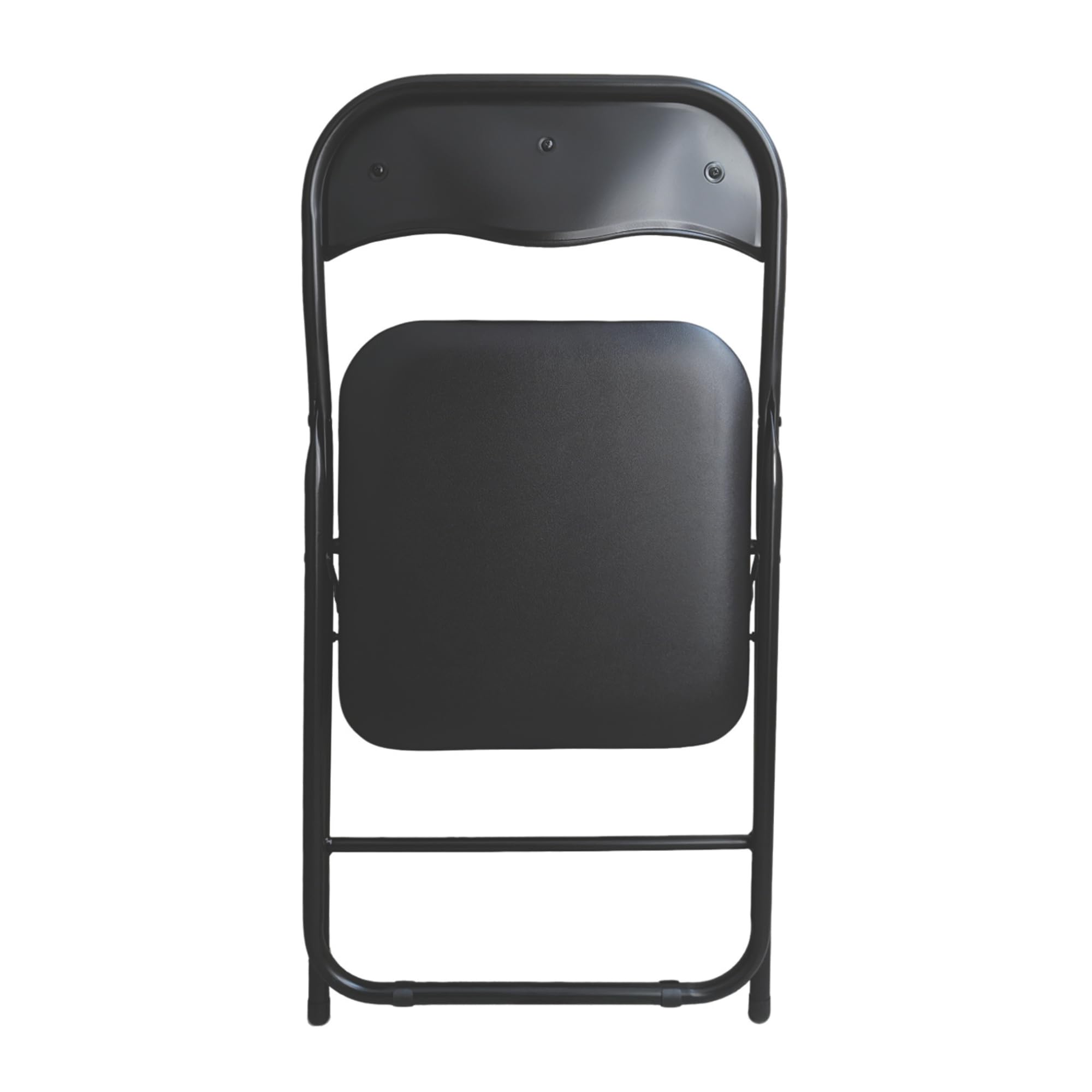 Pack 4 Sillas Plegables Negras Premium con Estructura Metálica y Asiento Acolchado en Polipiel PU. Respaldo Ergonómico de para Eventos, Oficina y Hogar. Diseño Moderno y Resistente (80x44x43,5 cm)