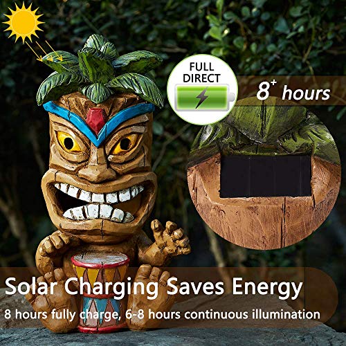 Yiosax Solar Lights Outdoor Garden Decor- Easter Garden Statues And Tiki Figurines For Bar Patio Lawn Yard Decorations | Auto On/Off & Long Working Hours(10.43Inch Tall #TOP3