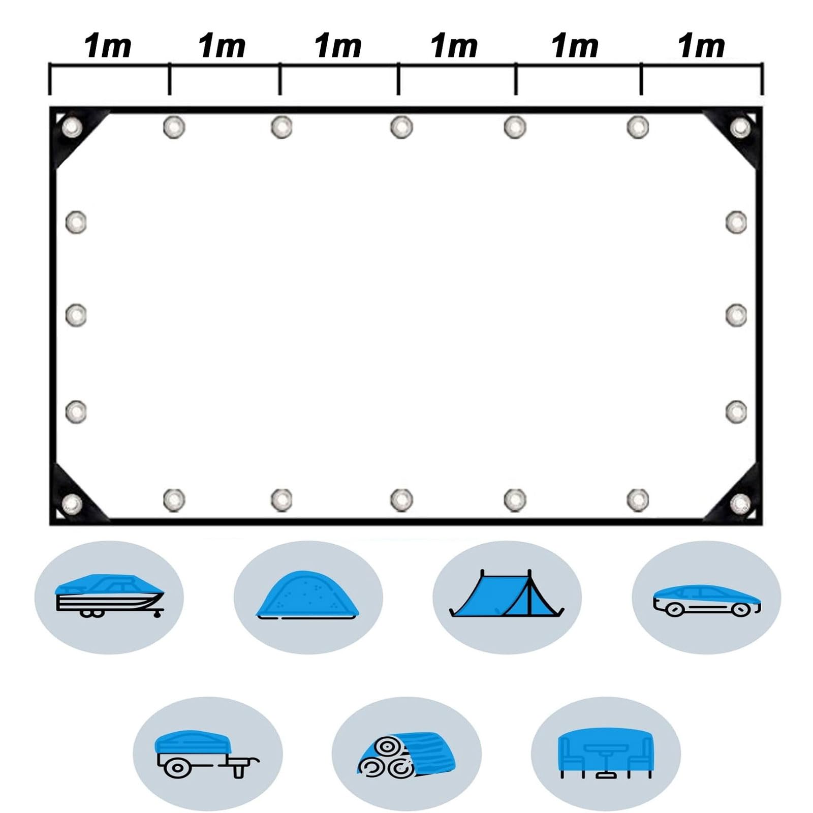 Bâche de Remorque 150 x 210 cm Imperméable et Indéchirable avec Œillets Bâche en Plastique pour Bois, Jardin, Toiture, Piscine, Bleu