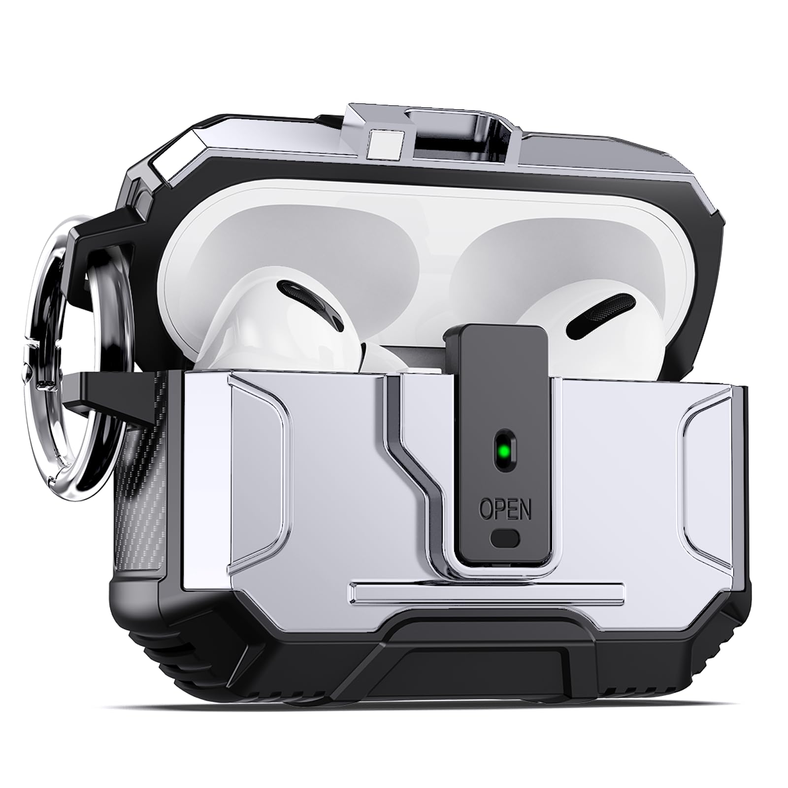 DASFOND Armor Earphone Cover Case for AirPods Pro 2, Military Grade Full Body Shockproof Protection Hard Case, Support Wireless Charging with Keychain