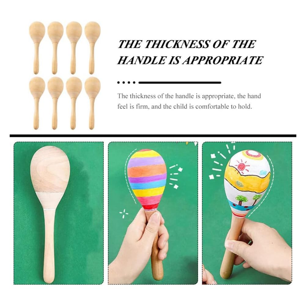 12 Piezas de Maracas de Madera Sin Terminar, Agitador de Rumba de Madera en, Sonajero Orff, Instrumento Musical de Percusión Manual