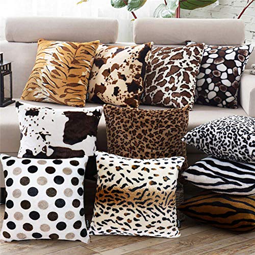 Faylapa 4 Pack Soft Plush Leopard Print Pillow Covers,Animal Theme Print Faux Fur Decorative Throw Pillowcase Home Decor Cushion Cover 18×18 Inches thumb #4