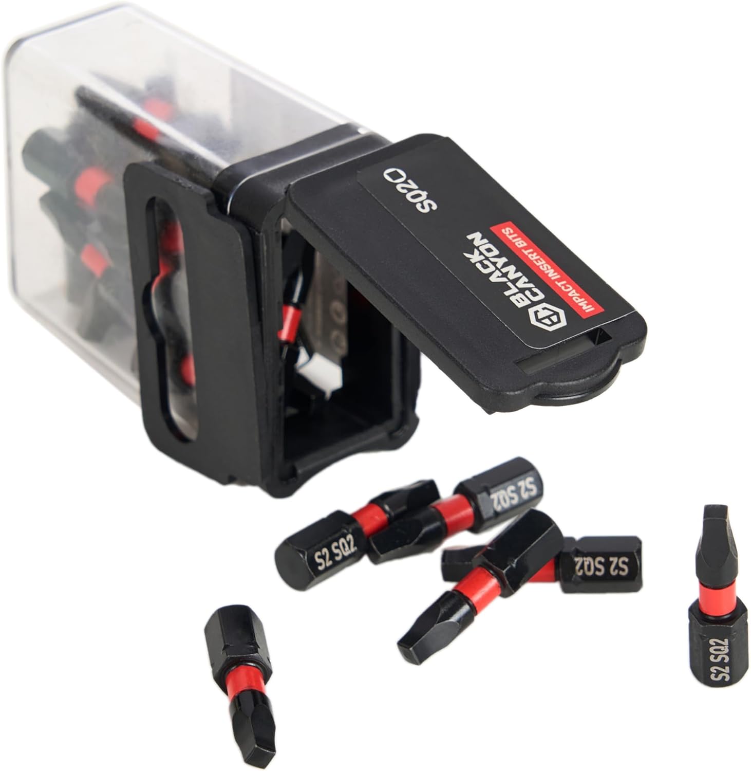 25-Pack Square SQ2 Impact Driver Bits - S2 Steel Corrosion Resistant Magnetic Tip with 1/4" Hex Shank