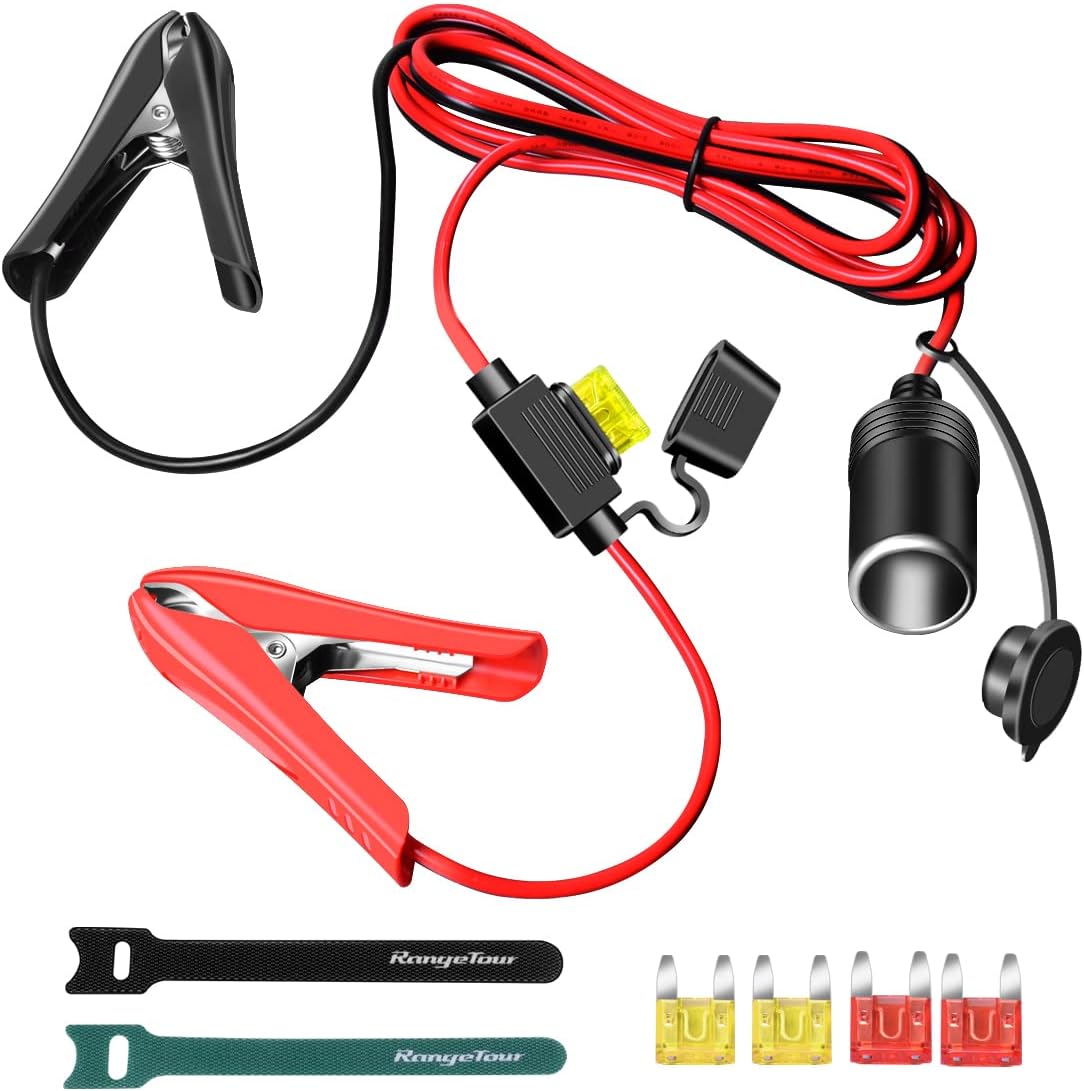 Range Tour HeavyDuty Cigarette Lighter Plug,Battery Alligator Clips