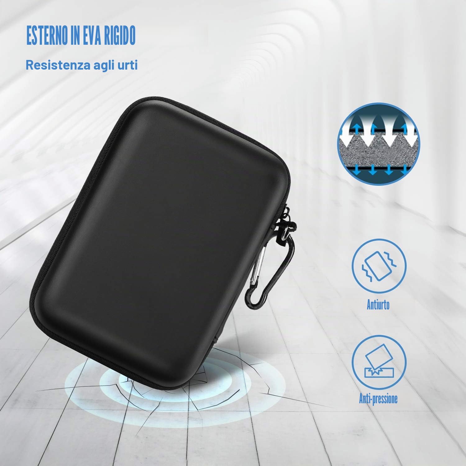 ProCase Custodia Hard Disk Esterno 2.5", può Tenere 2 Dischi Rigida per HDD SSD TOSHIBA UnionSine Maxtor KESU Seagate My Passport Hitachi SanDisk 500G 1TB 2TB 3TB 4TB -Nero