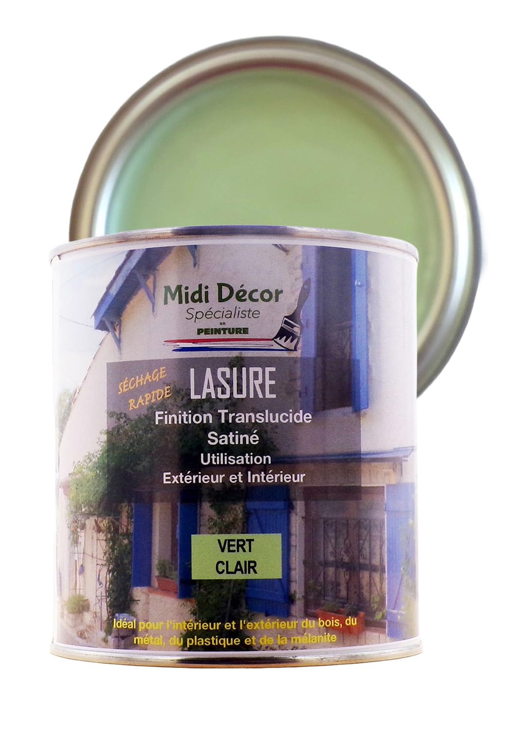 Acrílico Verde Claro 1L Lasure Mate para madera y metal interior y exterior 12m² - (Midi Decor)