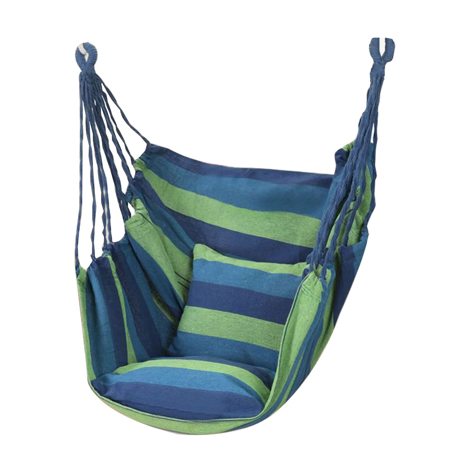 Chaise hamac suspendue bleu vert pour votre jardin et salon avec coussins confortables