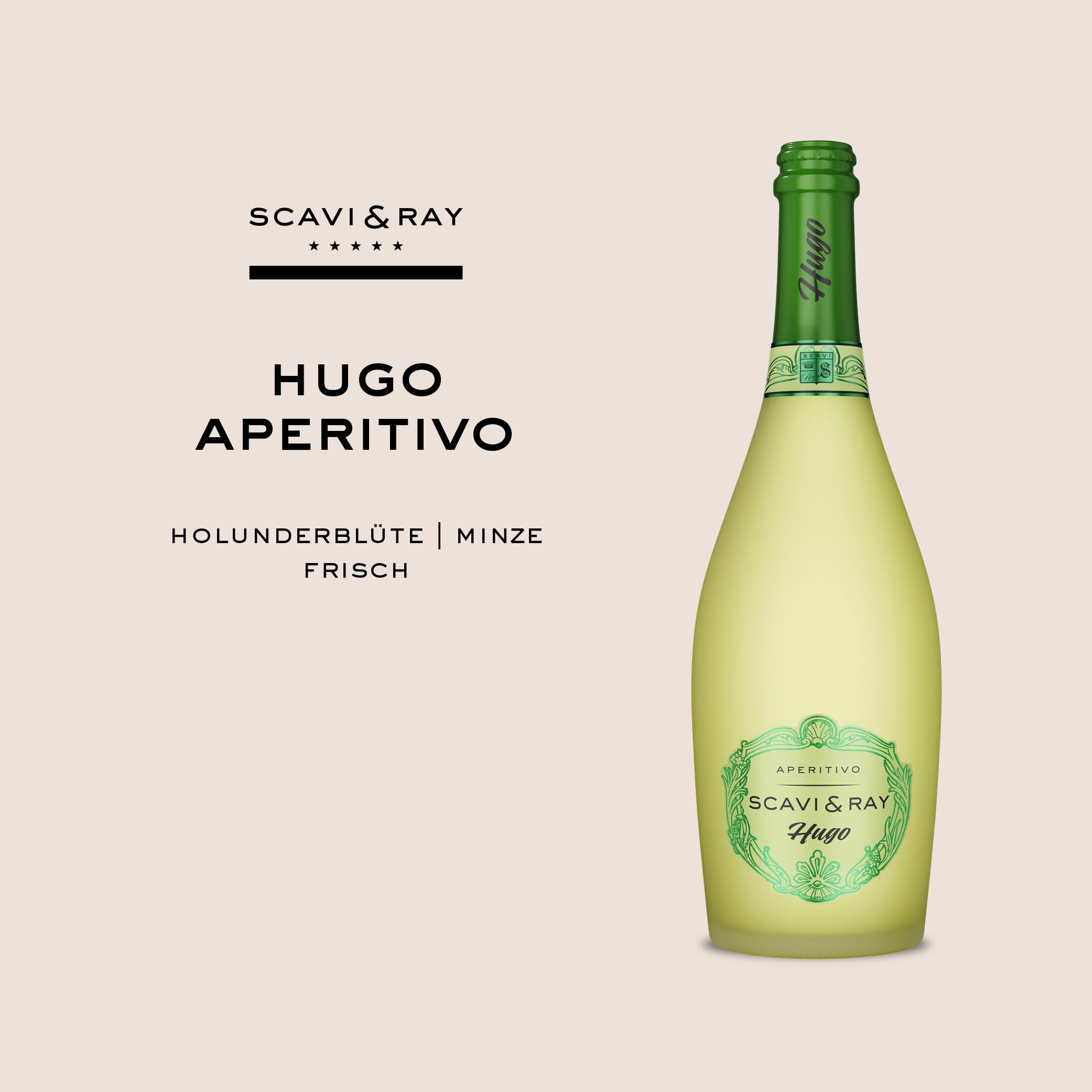 SCAVI & RAY Hugo Aperitivo Piccolo – 24 x 0,2l mediterraner Prosecco Cocktail mit Holunderblüte & Minze, erfrischend süß und spritzig, 5,5% Vol. Alkohol – perfekt für unterwegs & kleine Genussmomente