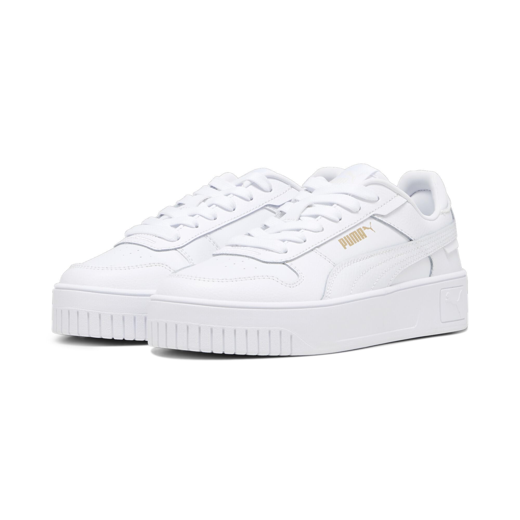 Puma Girls Carina Street Jr Sneakers, Puma White-Puma White-Puma Gold, 4.5 UK